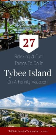 20+ RELAXING AND FUN THINGS TO DO IN TYBEE ISLAND ON A FAMILY VACATION 6 Tybee Island sits 18 miles from Historic Savannah...about 20 minutes east. You may have heard it referred to as Savannah’s Beach, but the truth is, Tybee is nothing like Savannah. It has its own charm, draw and vibe. If you're family is looking for the perfect beach vacation then it's time to get this Georgia barrier island on your list. Tybee Island, Georgia. So follow our lead, and take on these relaxing and fun things to do in Tybee Island!